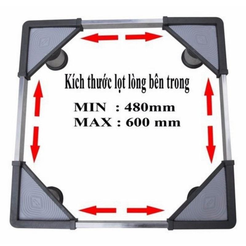 Chân Kệ Tủ Lạnh Máy Giặt Đa Năng Điều Chỉnh Được Kích Thước, Thân Inox Đế Rẹt Nhựa Chống Rung Lắc