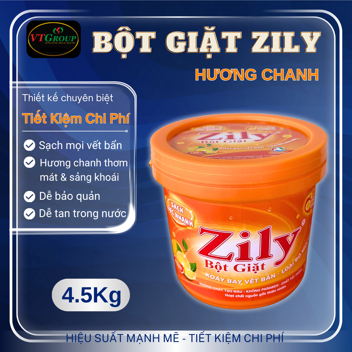 Bột Giặt Zily Hương Chanh Xô 4.5Kg