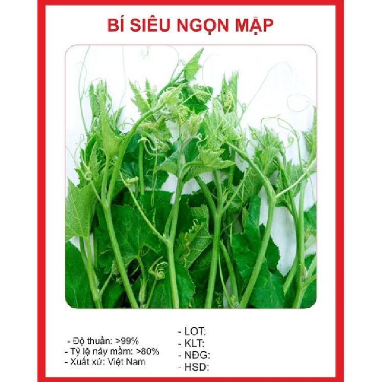 Hạt giống bí ăn ngọn,siêu ngọn-gói 5 gram-tặng kèm gói phân bón lót