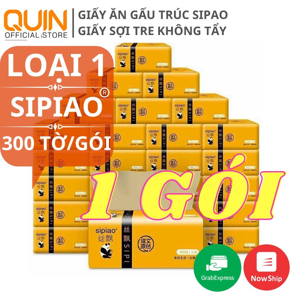 Giấy ăn gấu trúc sợi tre KHÔNG CHẤT TẨY TRẮNG - Giấy gấu trúc thùng 30 gói 300 tờ LOẠI 1