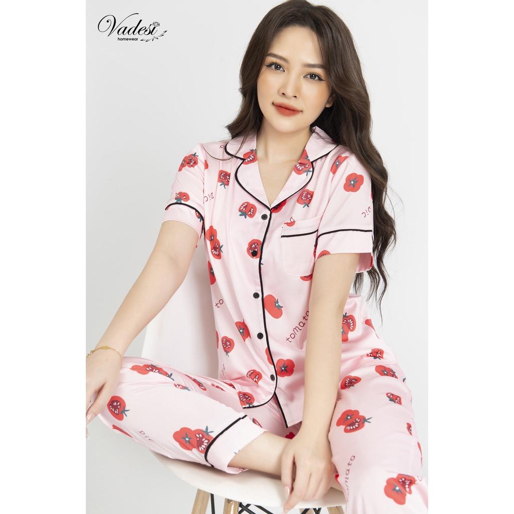 New - Đồ Ngủ Nữ Bộ Pijama Quần Dài Tay Ngắn Lụa Cao Cấp Mặc Nhà Đẹp Mềm Mịn Thấm Hút Thoáng Mát – VADESI