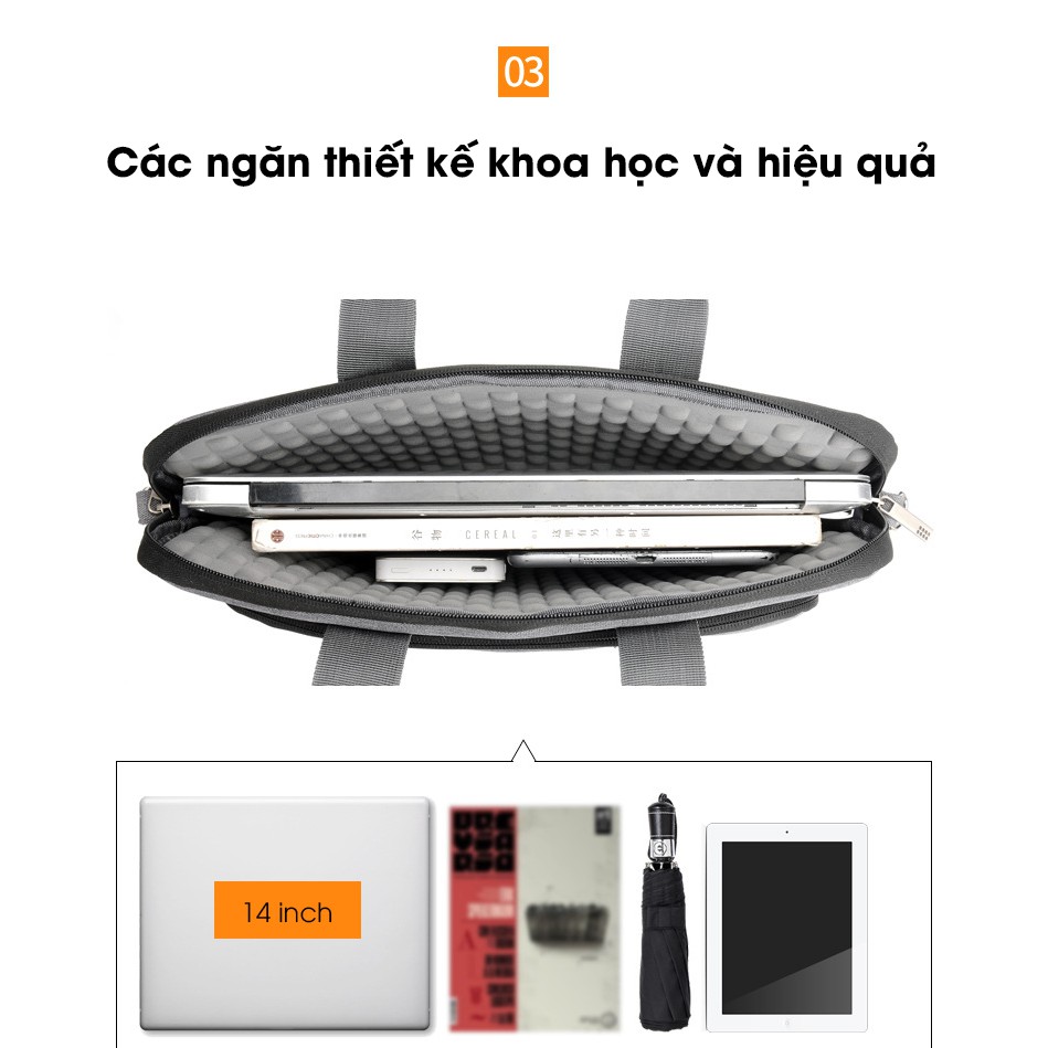 Cặp đựng laptop công sở cho nam, có dây đeo chéo tiện lợi, cặp văn phòng cao cấp, đựng máy tính 13 inch, 14 inch, 15,6 inch