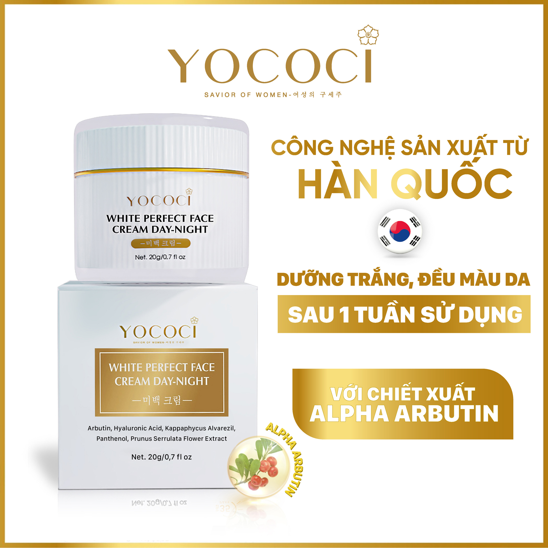 Bộ 3 Sản Phẩm YOCOCI Gồm 1 Kem Chống Nắng 50g, 1 Kem Face 20g & 1 Serum 20ml