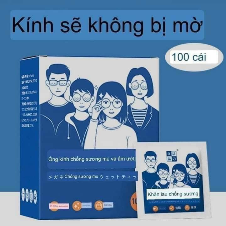 Khăn lau kính Nano hộp 100 miếng khăn giấy chống bám hơi nước, giấy lau kính chống mờ sương, mồ hôi, chống nhờn