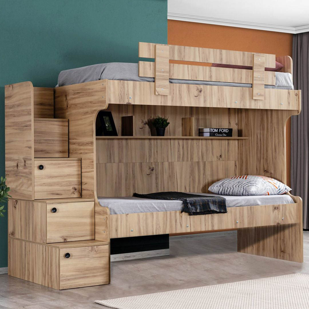 Giường tầng gỗ hiện đại cho bé SMLIFE Sinyority | Gỗ MDF dày 17mm chống ẩm | D234xR106xC190cm
