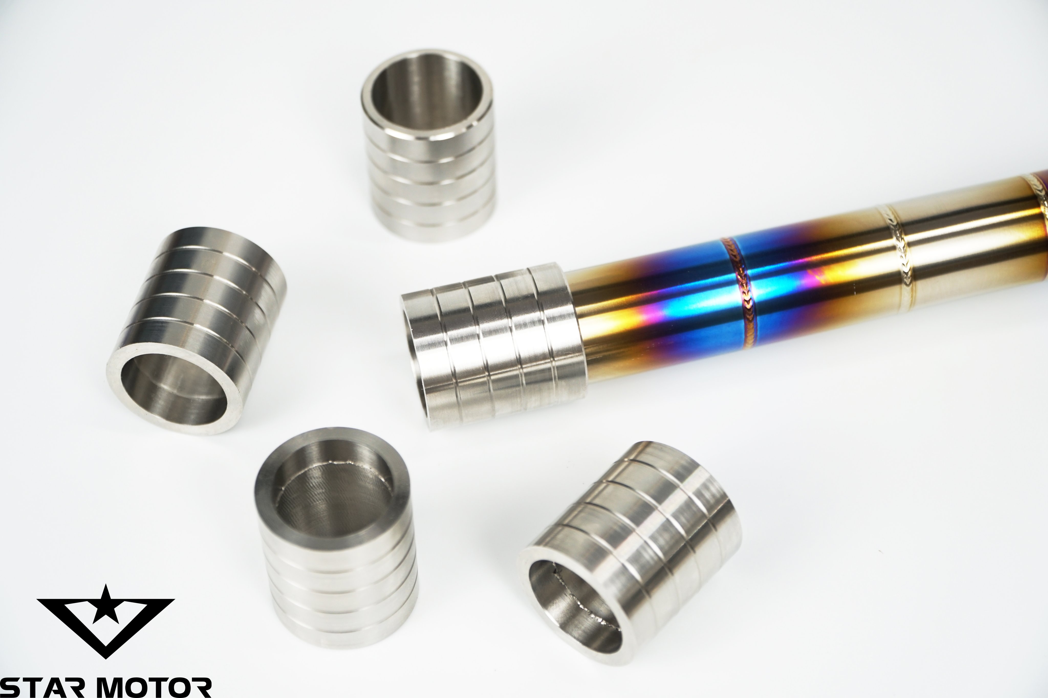Cổ pô Titan gắn pô zin Size 27mm dành cho Wave, Sirius, Dream kèm khâu nối Inox CNC