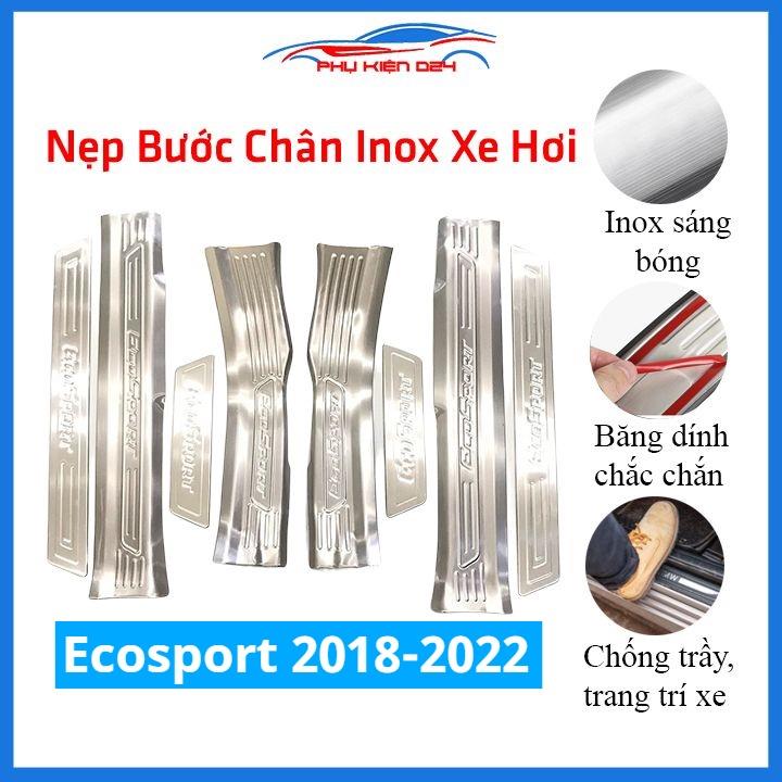 Bộ ốp bậc cửa trong ngoài nẹp bước chân Ecosport 2018-2019-2020-2021-2022 Inox chống trầy trang trí xe