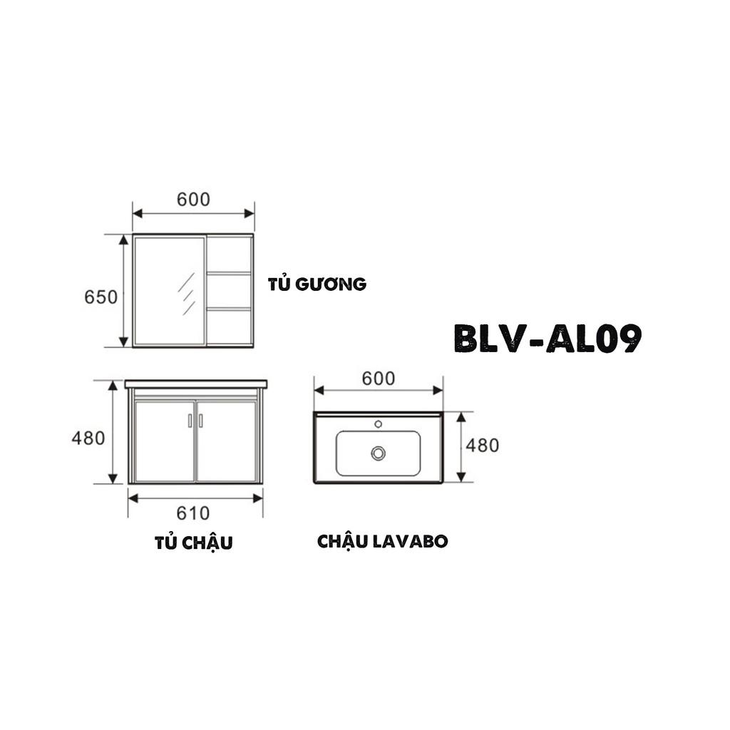 Bộ tủ Lavabo chất liệu Nhôm Aluminium chịu nước Eurolife BLV-AL09 màu Xanh nhạt