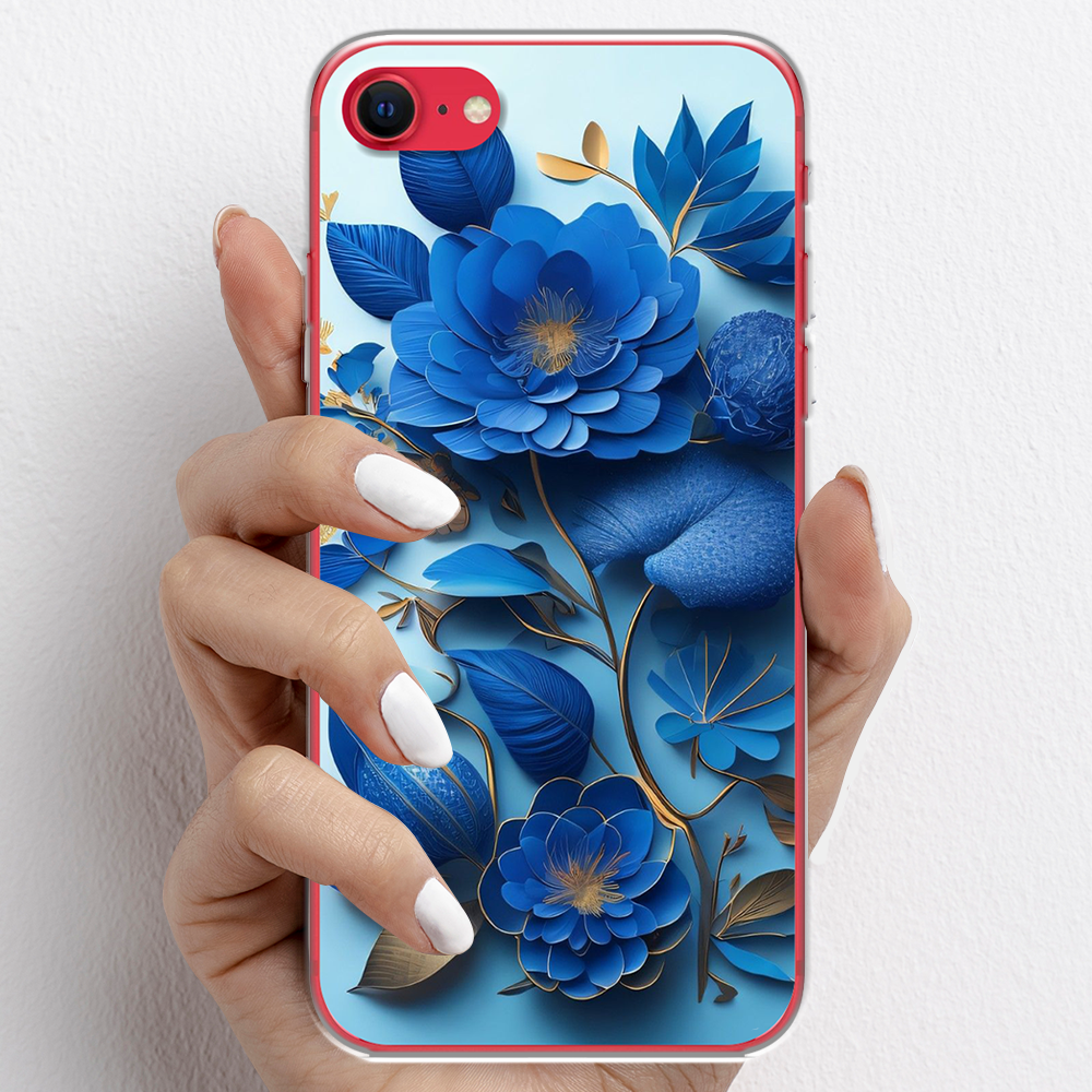 Ốp lưng cho iPhone SE nhựa TPU mẫu Hoa xanh dương