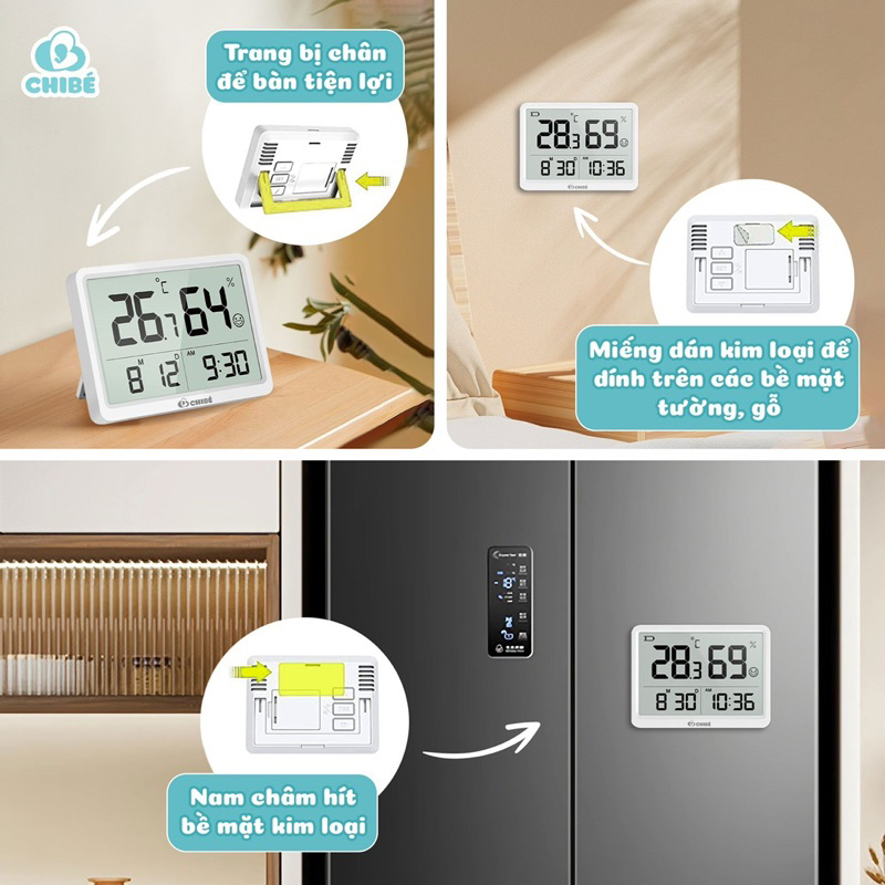 Nhiệt ẩm kế đo nhiệt độ phòng Chibe CB036 - Hàng Chính Hãng