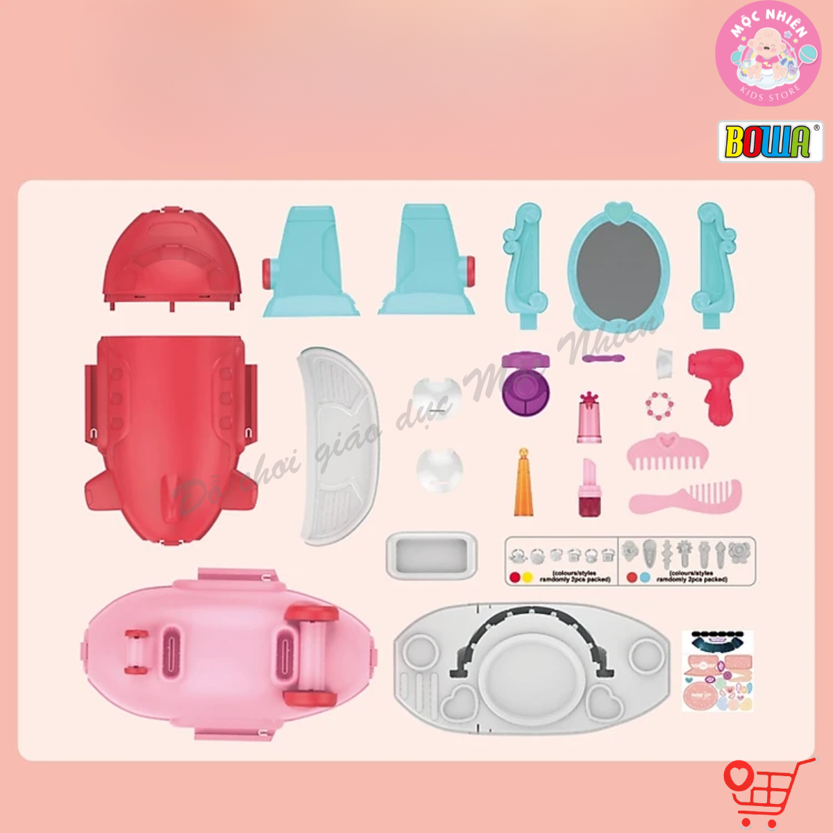 Đồ Chơi Hướng Nghiệp Nhập Vai BOWA 8091 - Máy Bay Trang Điểm 2 trong 1