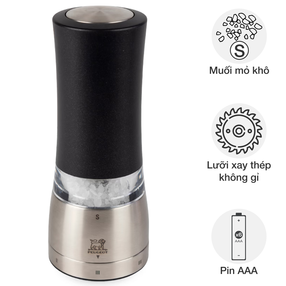Cối xay muối chạy pin Peugeot 43186 Daman 16 cm Hàng chính hãng