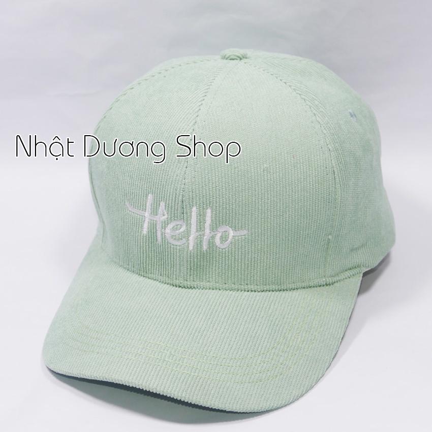 Mũ lưỡi trai ️ Nón kết thêu hình chữ Hello chất kaki cao cấp form unisex nam nữ