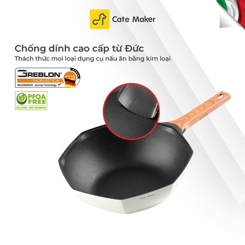 Chảo chống dính bát giác Cate-Maker INFINITE SERIES GYL-BJ30CB, size 30, dùng cho mọi loại bếp