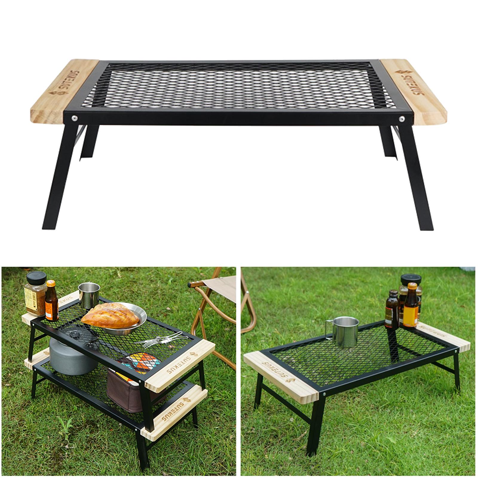 Iron Outdoor Indoor Folding Net Table Lightweight Camping BBQ Backyard