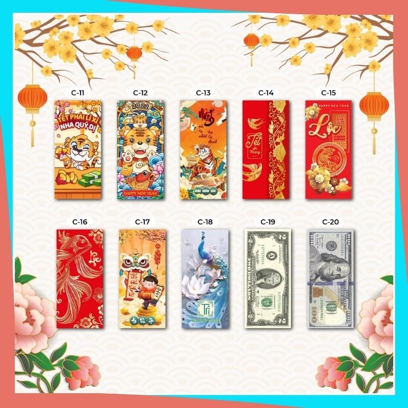 Combo 10 Bao Lì Xì Màu Đỏ Thần Tài 2022 Hình Con Cọp Hoạt Hình Dễ Thương Đẹp Cute Chúc Tết Năm Mới Giá Rẻ