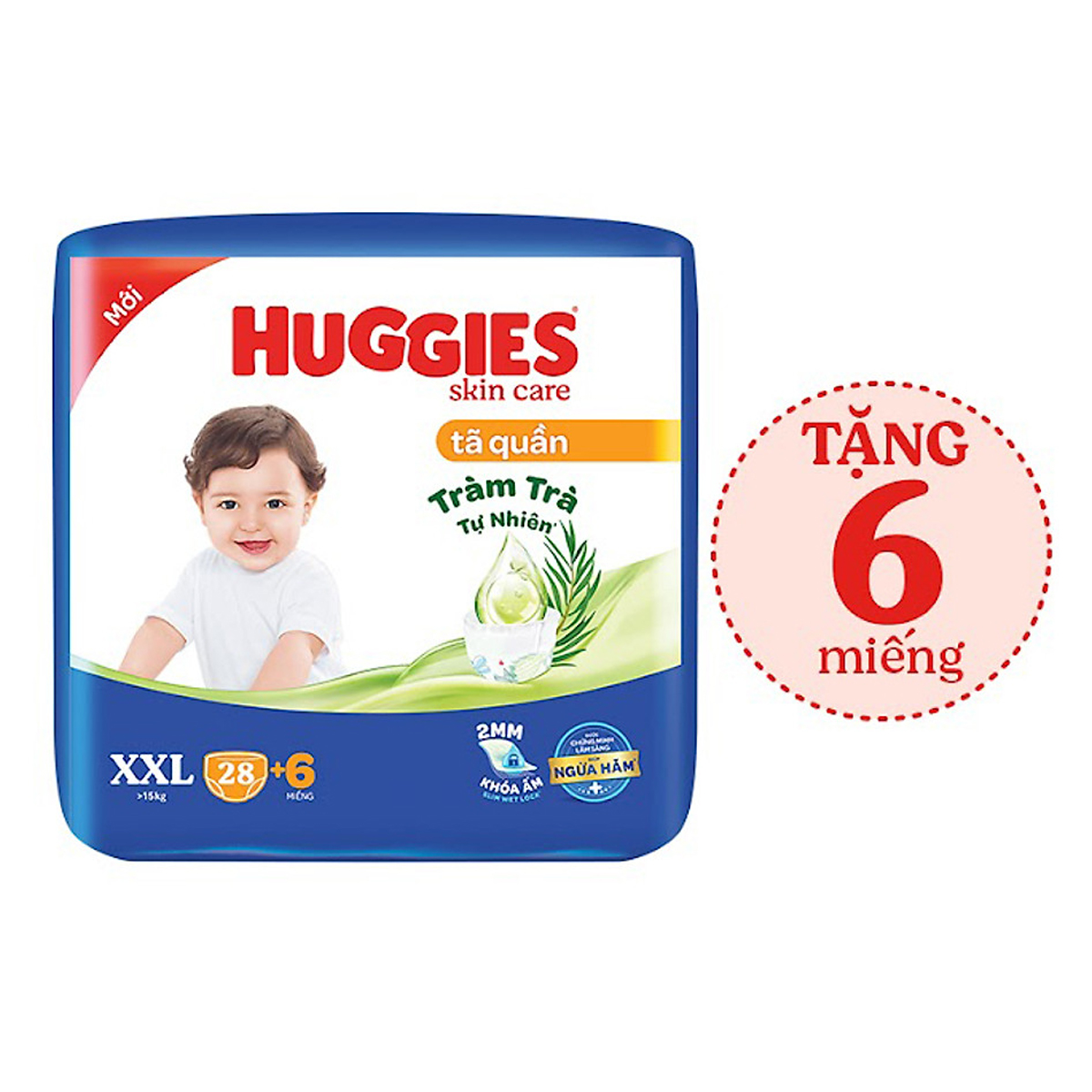Tã/bỉm quần HUGGIES SKINCARE gói JUMBO size XXL 28+6 miếng