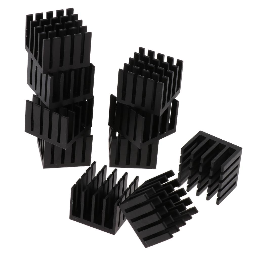 Kokiya 10 Miếng Đen Làm Mát Mô Đun, 0.8X0.8X0.6 Inch Tản Nhiệt Nhôm Tản Nhiệt Làm Mát Vây Cho Đèn LED Công Suất Cao Khuế