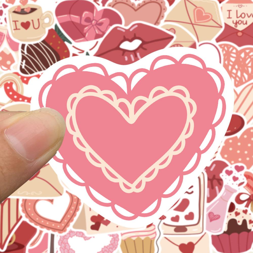 Sticker chủ đề tình yêu trái tim cute trang trí mũ bảo hiểm, guitar, ukulele, điện thoại, sổ tay, laptop-mẫu S48