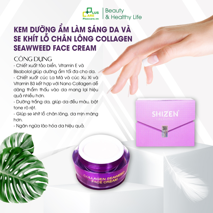 Kem dưỡng da mặt Shizen Collagen Seaweed 30g làm trắng sáng và ngăn ngừa lão hóa da