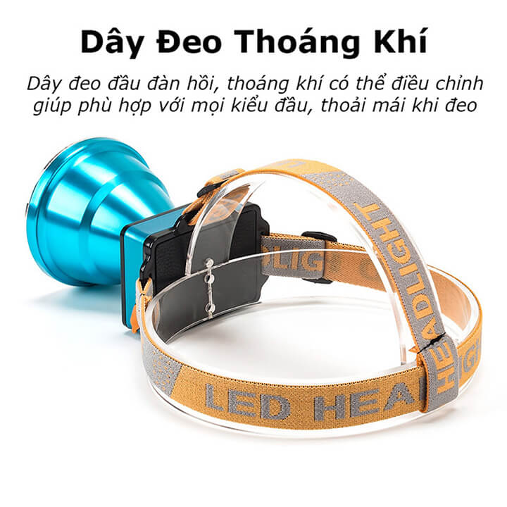 Đèn pin đội đầu siêu sáng chiếu xa 500m công suất 100W, pin trâu 8-10h, đèn pin đeo trán 1 bóng chống thấm nước SS-5578 100W