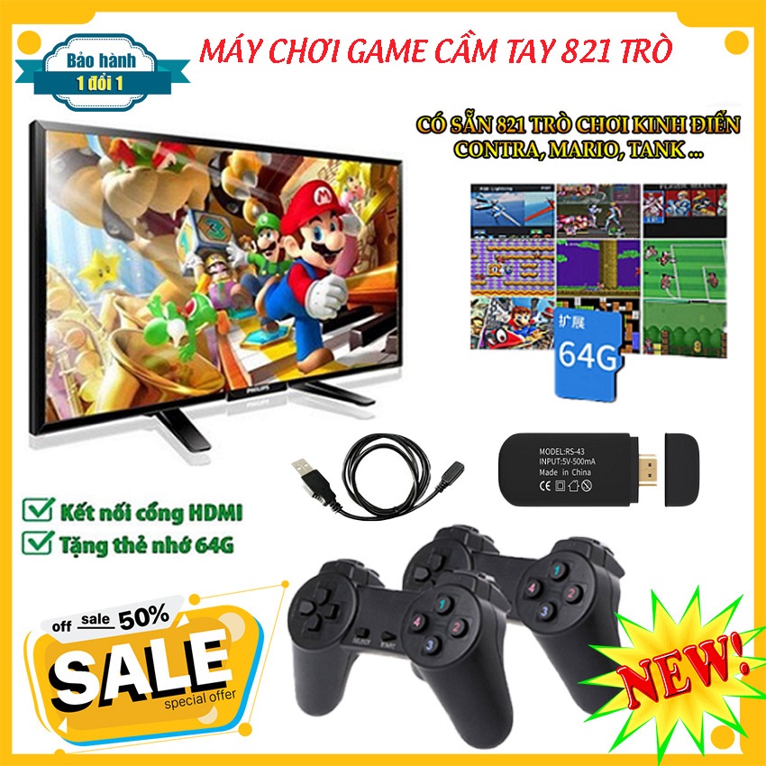 Máy chơi game điện tử 4 nút tay cầm không dây GAME STICK 4K bản V2 kết nối HDMI - TRẢI NGHIỆM TRÒ CHƠI TỐC ĐỘ 10.000 GAME PS1 -SNES - Nin.tendo - GameBoy MỚI NHẤT 2023