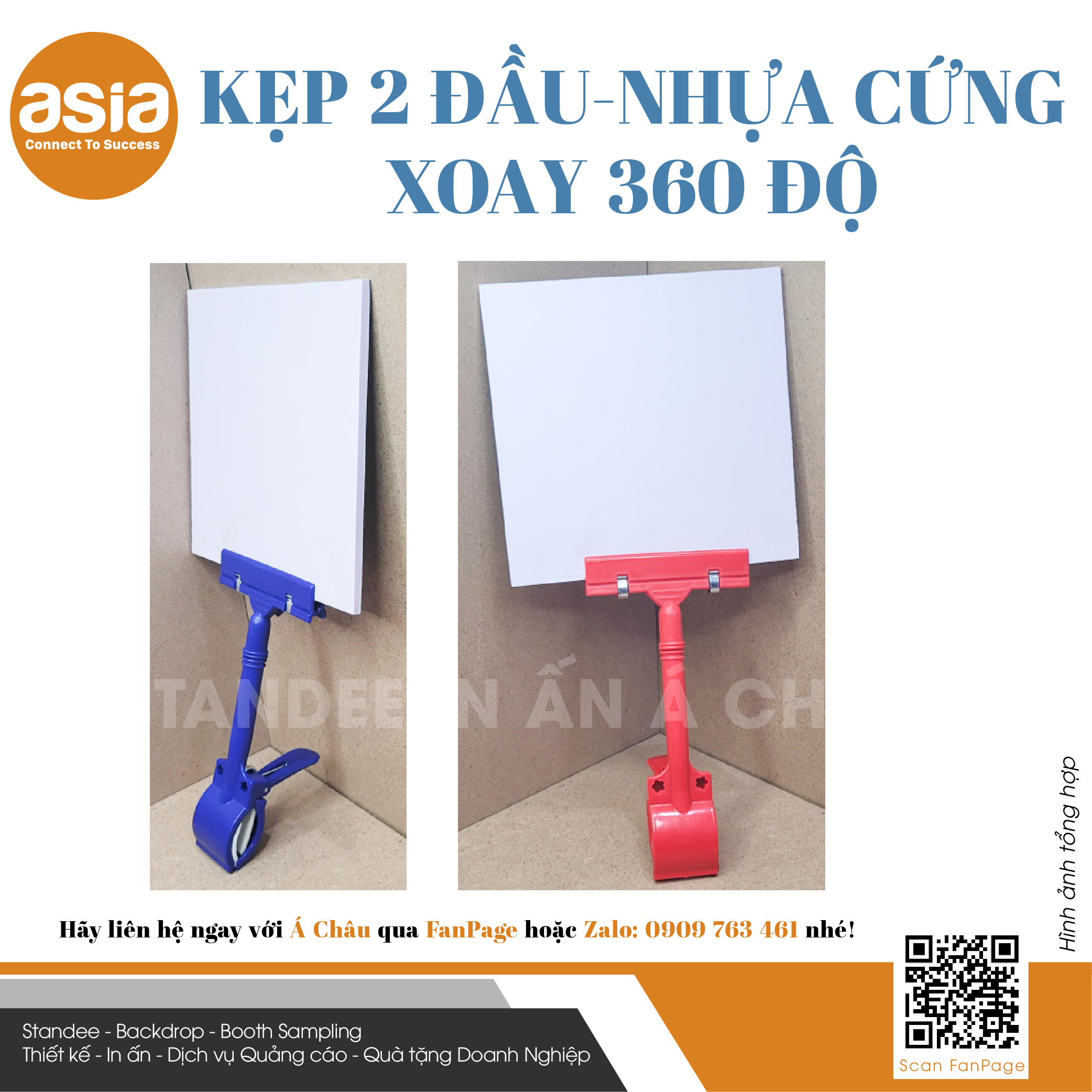 Kẹp wobbler 2 đầu thẳng, xoay 360 độ, Giao màu ngẫu nhiên