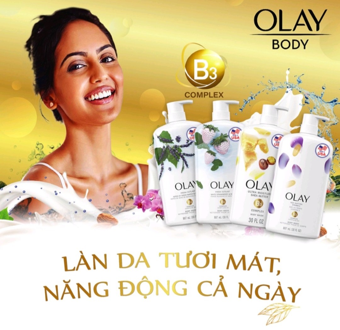 sữa tắm Olay Fresh Outlast White Strawberry &amp; Mint Body Wash 887ml