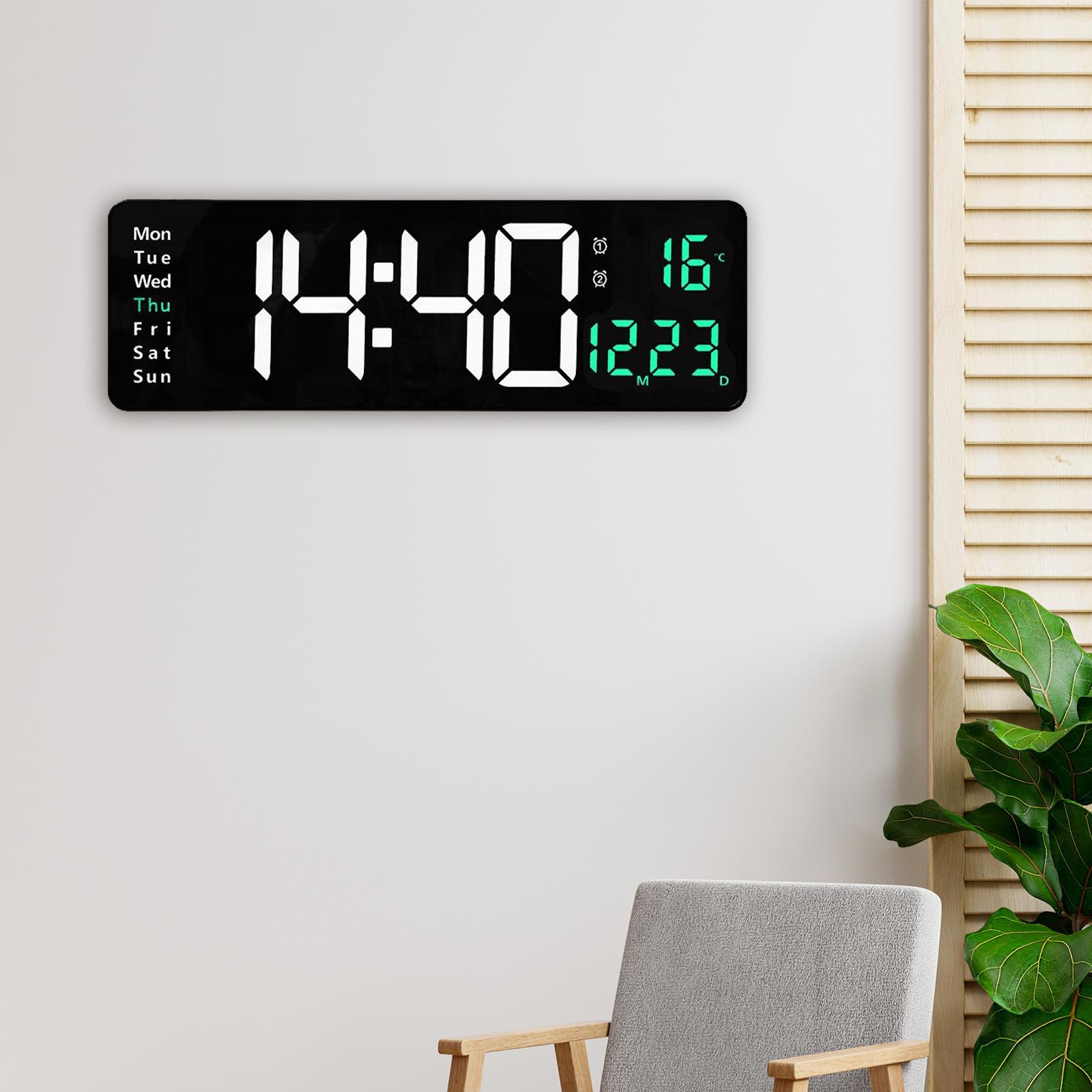 Digital Wall Clock, Date Temperature Week Display for Apartment Home Decor