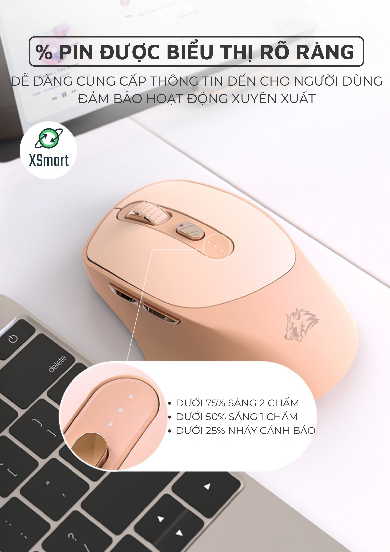 Chuột Không Dây Máy Tính Bluetooth X7 Wireless Pin Sạc Kết Nối 2 Chế Độ Cho Mọi Thiết Bị Máy Tính, Laptop-Hàng Chính Hãng