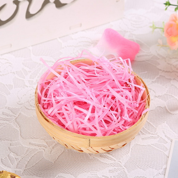 1kg giấy rơm, giấy sợi lót hộp quà, trang trí hộp quà tặng - Màu hồng