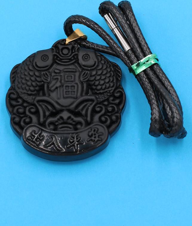 Dây chuyền mặt Song Ngư - thạch anh đen DESNEL1