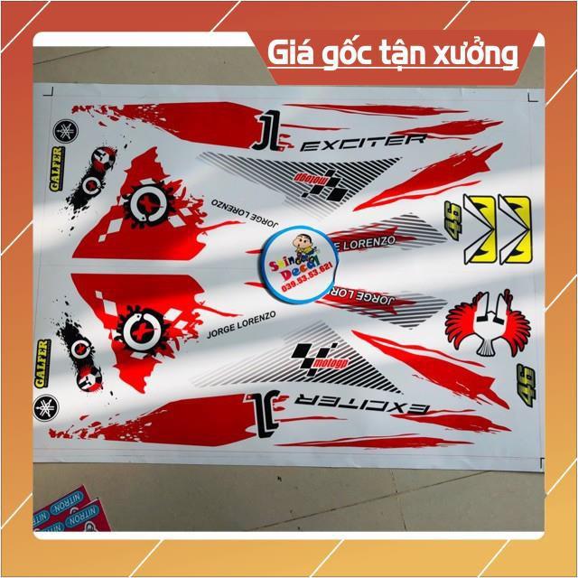 Tem rời ex 150 trắng đỏ dán xe trắng