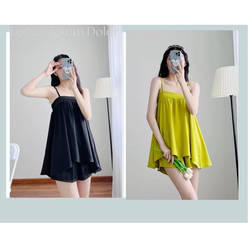Set bộ hai dây sexy bánh bèo , set áo quần 2 dây xinh Big size