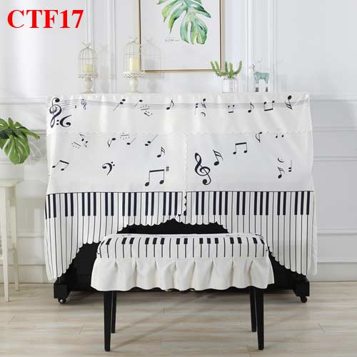 Khăn phủ đàn PIANO CÁT TƯỜNG, CTF17,khăn giúp trang trí và bảo vệ đàn tối đa, thiết kế NỐT NHẠC sinh động đáng yêu x 1 bộ