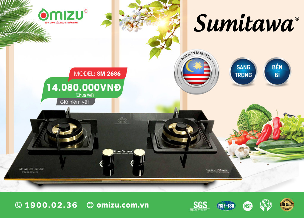 BẾP GAS ÂM CAO CẤP SUMITAWA SM2686