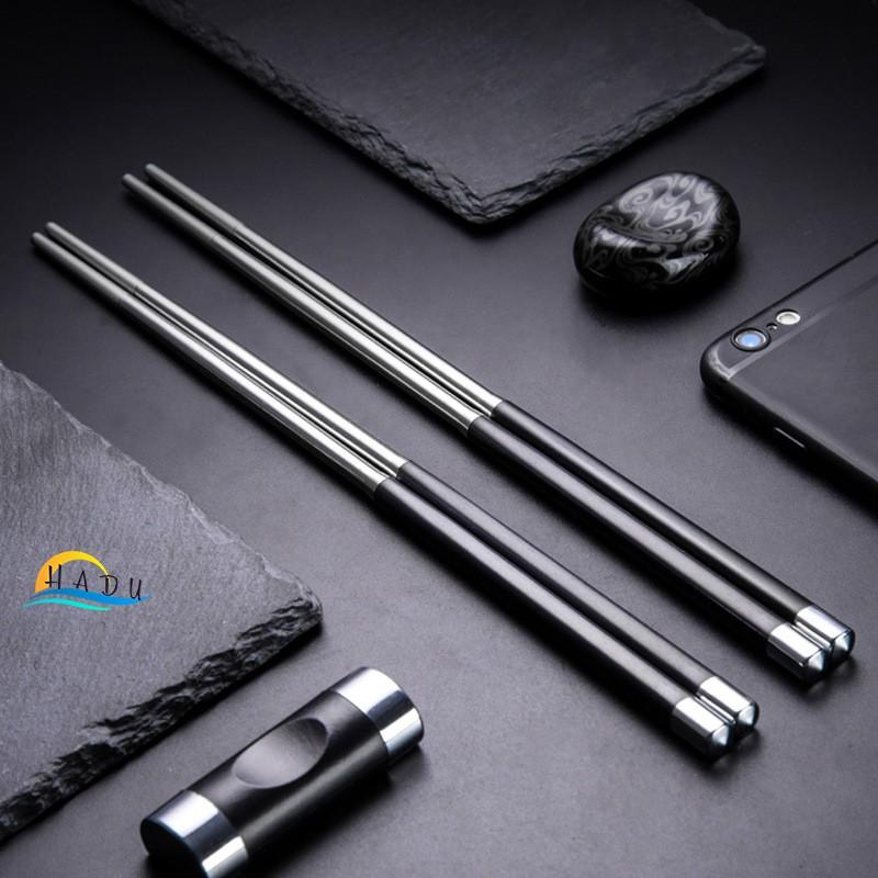 Đũa Inox 304 Kiểu Nhật Bản Chống Trơn Cao Cấp Sang Trọng HADU