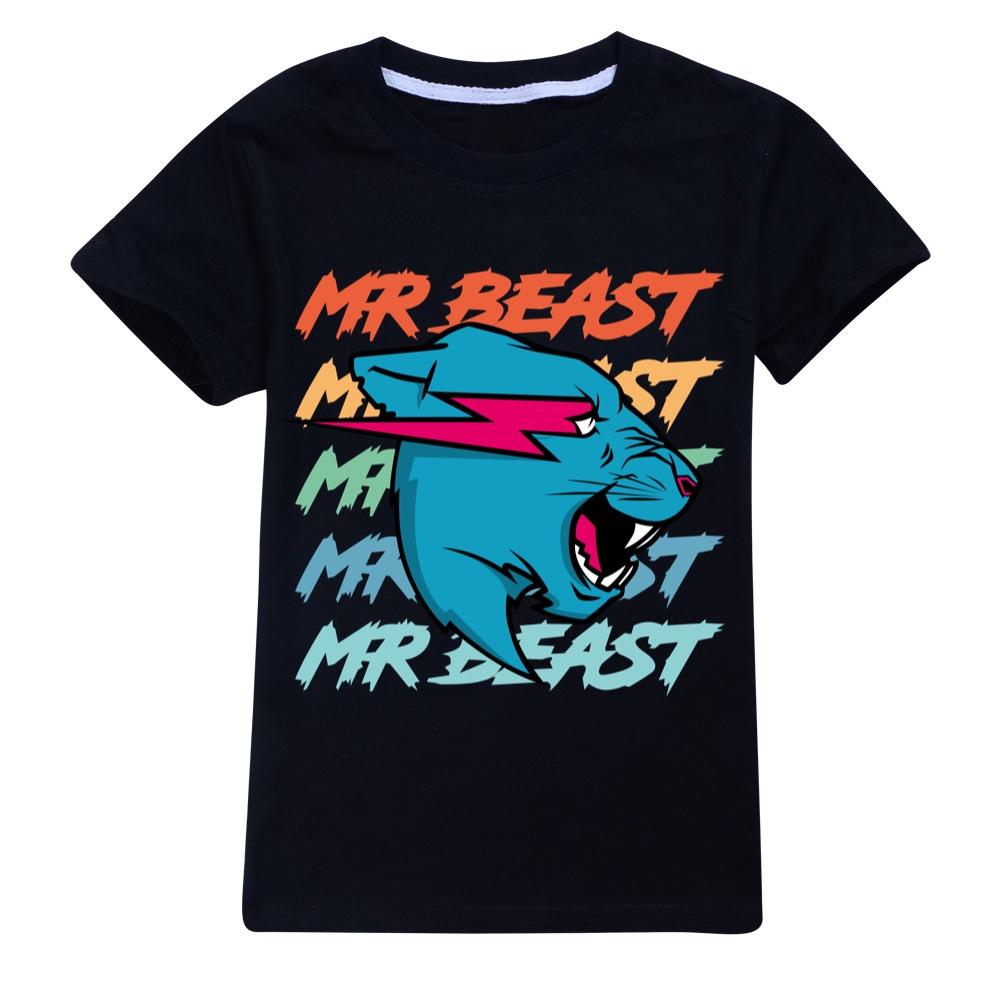 Áo Thun Cotton Tay Ngắn In Chữ Mr Beast Thời Trang Mùa Hè Cho Bé