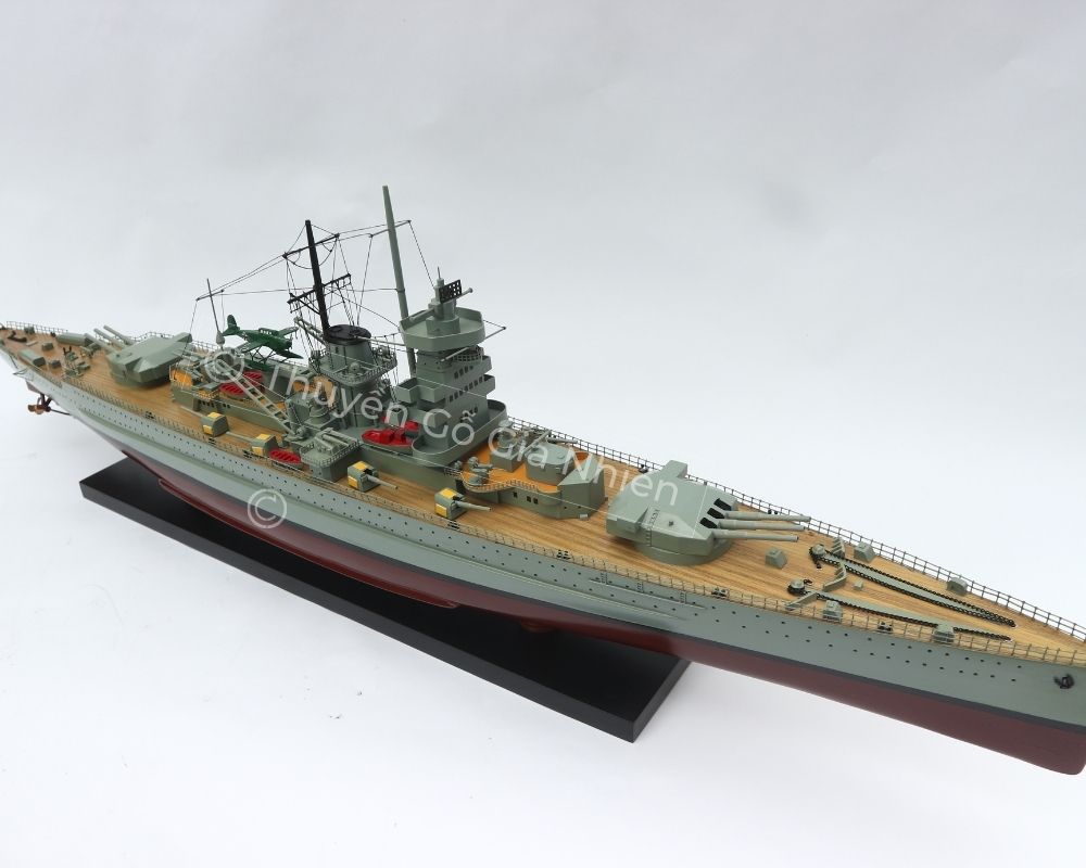 Mô Hình Thuyền Gỗ Phong Thủy Dạng Thuyền Chiến GRAF SPEE Chính Hãng Hàng Xuất Khẩu Chất Lượng Cao