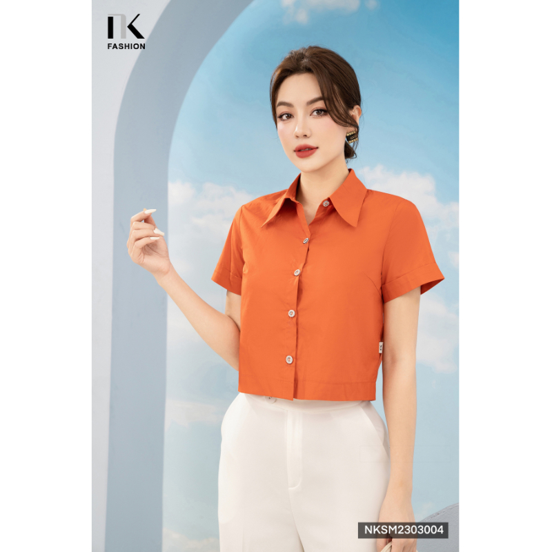 Áo Sơ Mi Nữ NK Fashion Thiết Kế Dáng Croptop Cổ Đức Màu Sắc Đơn Giản Mặc Hàng Ngày Vải Mềm Mịn Thoáng Mát NKSM2303004