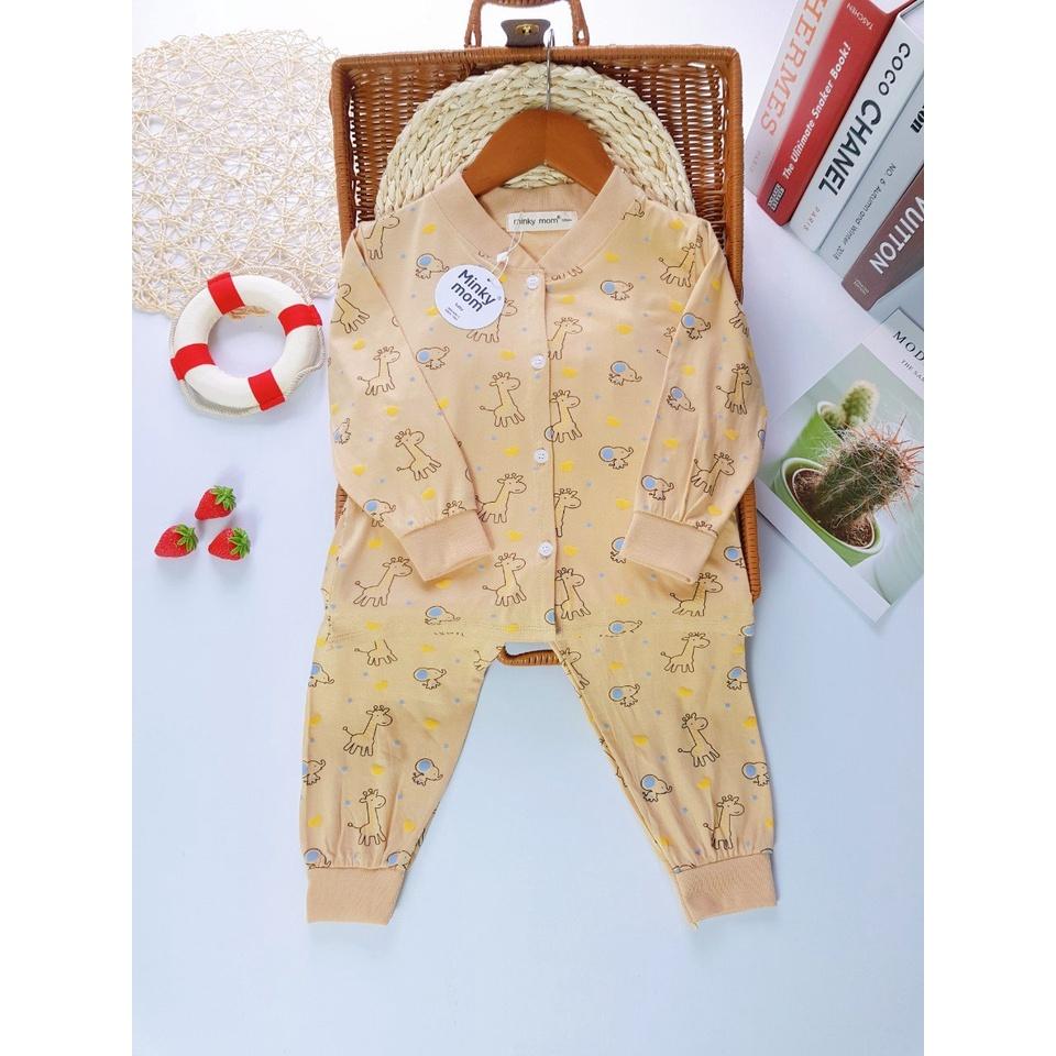 Bộ dài tay thun lạnh Nút Cài Giữa hươu cao cỏ Minky Mom cho bé trai bé gái từ 7-19kg