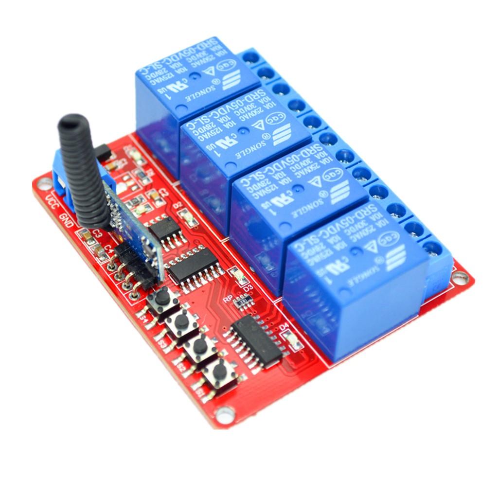 5V 4-Channel 433M 4-Button RF 30m Remote Control Switch + Receiver Module