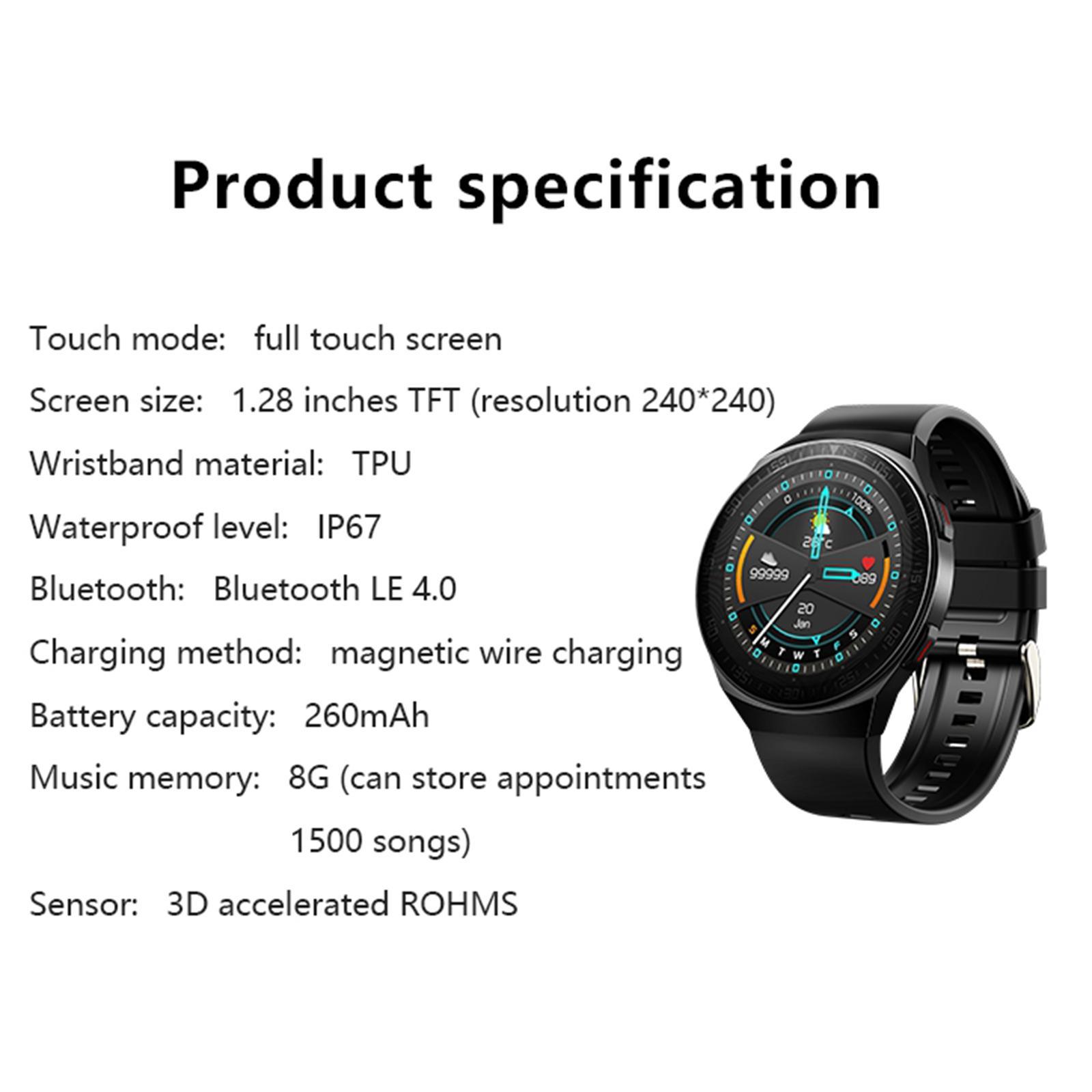 Sport Bluetooth Call Round Smart Watch Fitness Tracker Black