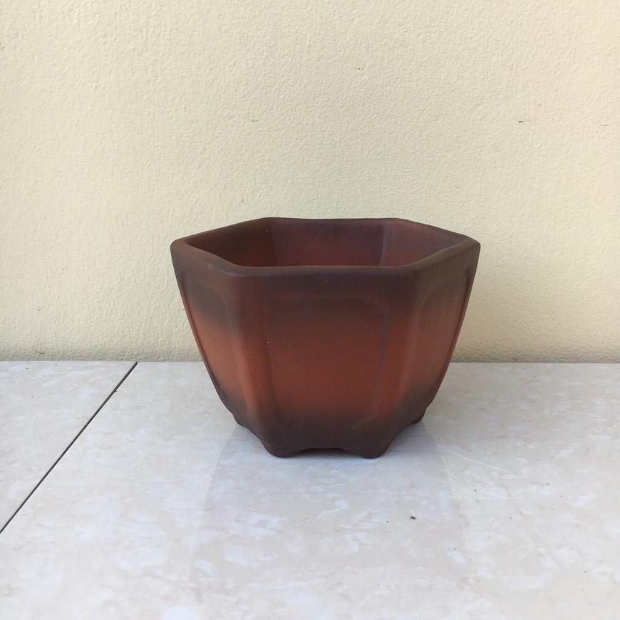 Chậu bonsai Lục giác mini đất nung gốm Bát tràng 1 size BM-41