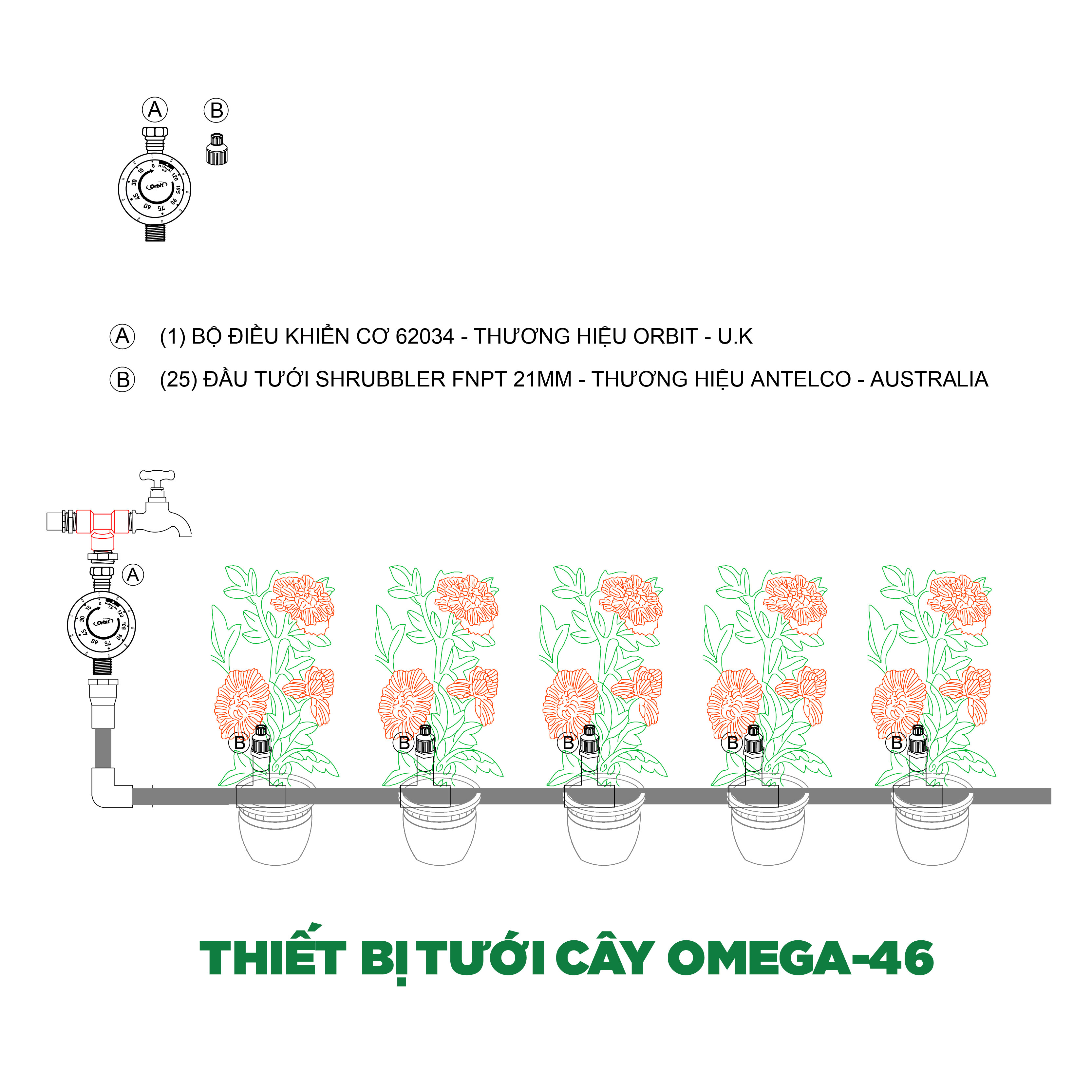 Tưới cây tự động OMEGA-46
