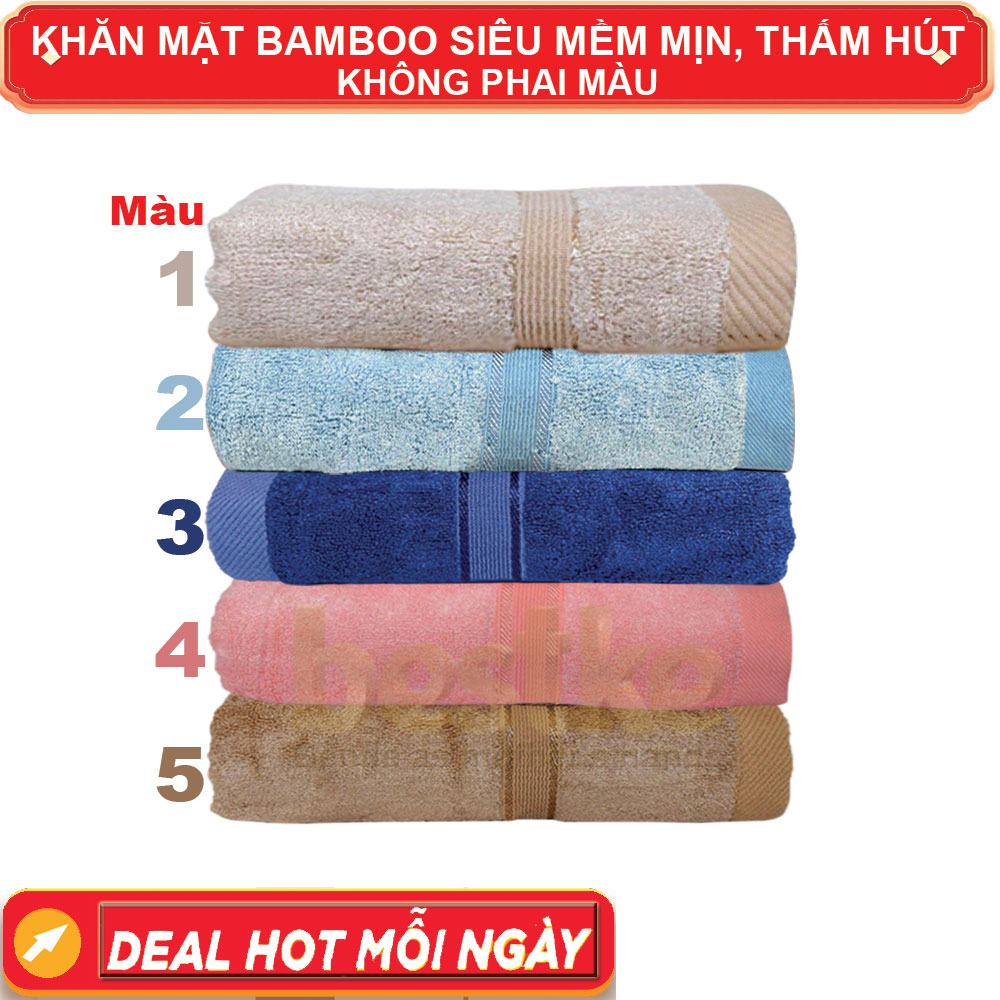 Khăn mặt sợi tre bestke, Set 10 cái màu nâu size 30*50cm = 60g/cái, Bamboo Towels