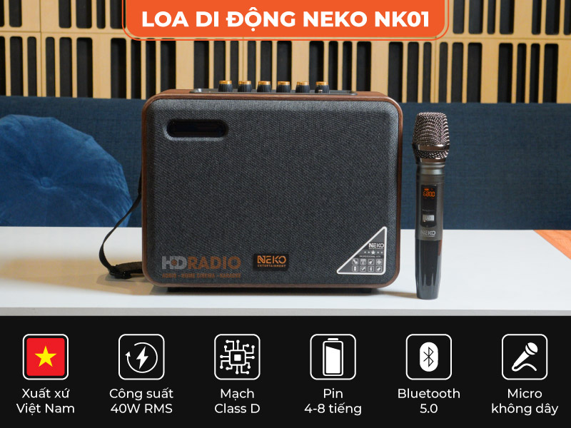 Combo Loa trợ giảng Neko NK01 và Micro không dây đeo tai TAKSTAR - Chuyên dụng cho giáo viên, thầy cúng - Hàng chính hãng