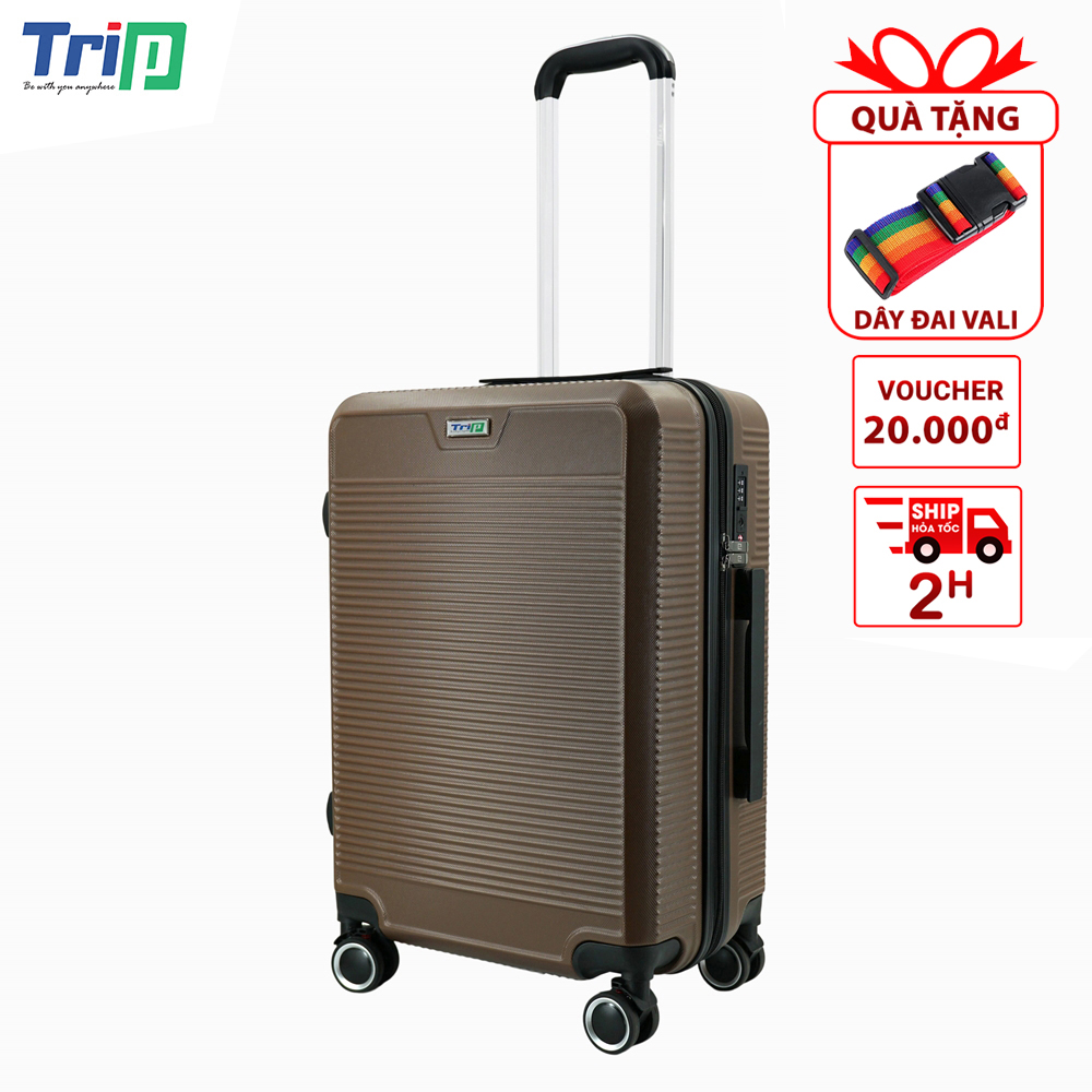 Tặng Dây Đai - Vali Kéo Trip P808 Nhựa Pcabs Chịu Lực Tốt Có Đủ Size 20 - 24 - 28Inch - Bảo Hành 5 Năm - Hàng Chính Hãng - 22 Inch - Cafe