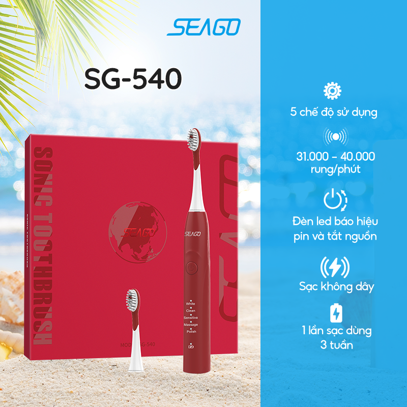 Bàn chải điện Sonic Seago SG-540 - Bảo hành 12 tháng