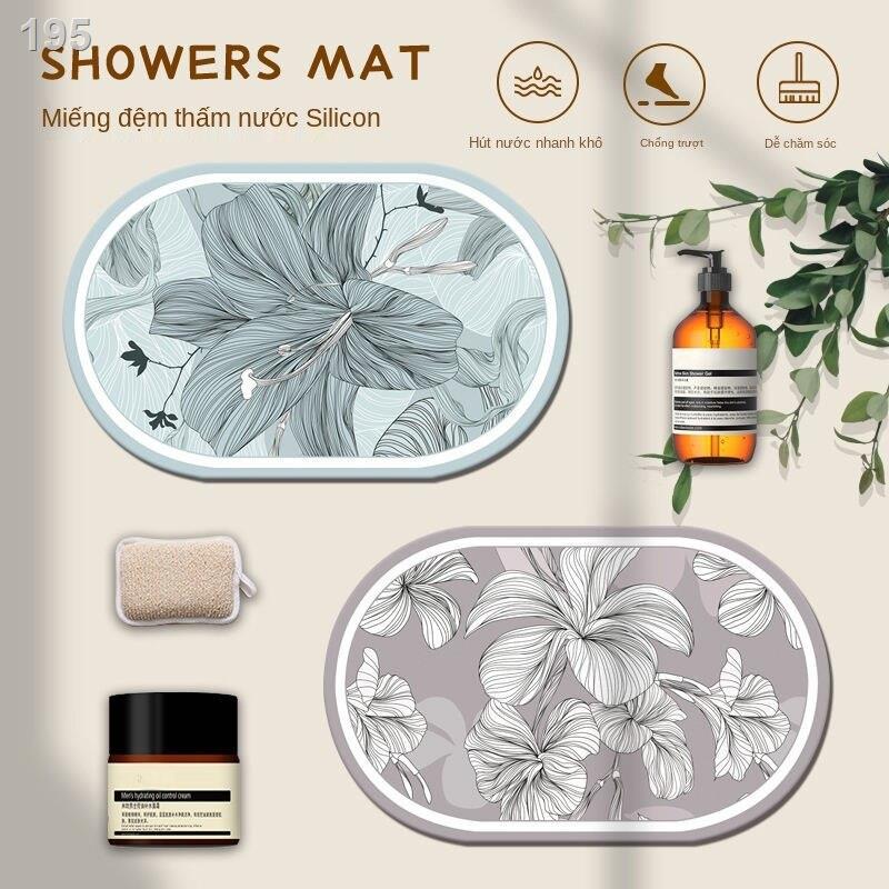 Đệm thấm hút bùn tảo cát mềm đơn giản hình bầu dục làm khô nhanh thảm chân nhà vệ sinh phòng tắm cửa chống trư
